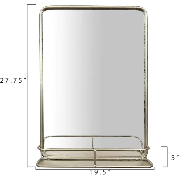 Creative CoOp Metal Framed Wall Mirror with Shelf BrassAntiqued Nickle