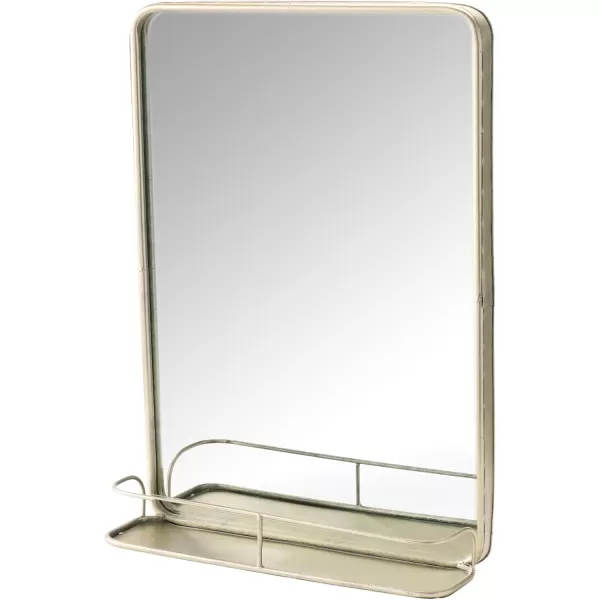 Creative CoOp Metal Framed Wall Mirror with Shelf BrassAntiqued Nickle
