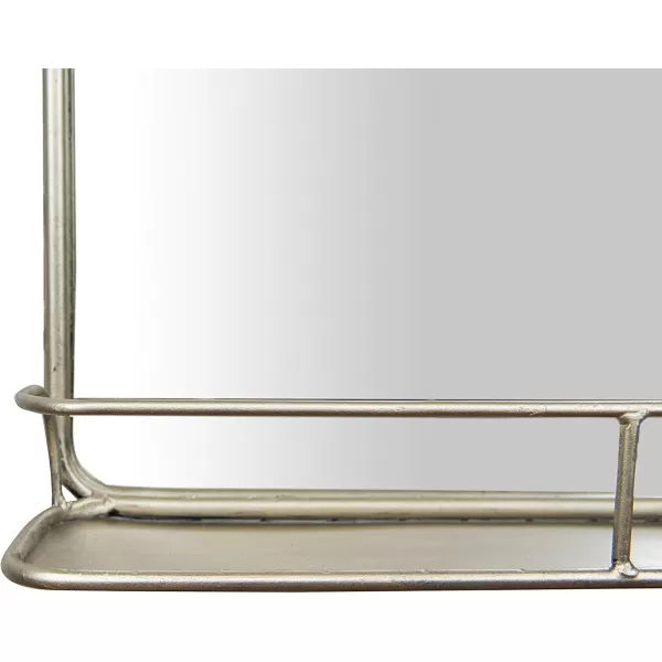 Creative CoOp Metal Framed Wall Mirror with Shelf BrassAntiqued Nickle