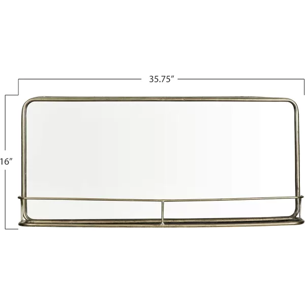 Creative CoOp Metal Framed Wall Mirror with Shelf BrassAntiqued Nickle