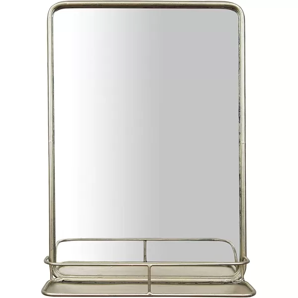 Creative CoOp Metal Framed Wall Mirror with Shelf BrassAntiqued Nickle