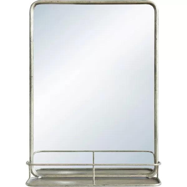 Creative CoOp Metal Framed Wall Mirror with Shelf BrassAntiqued Nickle