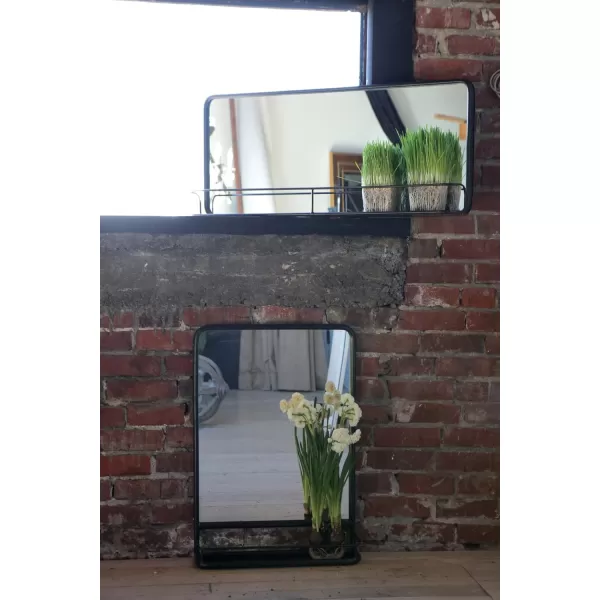 Creative CoOp Metal Framed Wall Mirror with Shelf BrassBlack