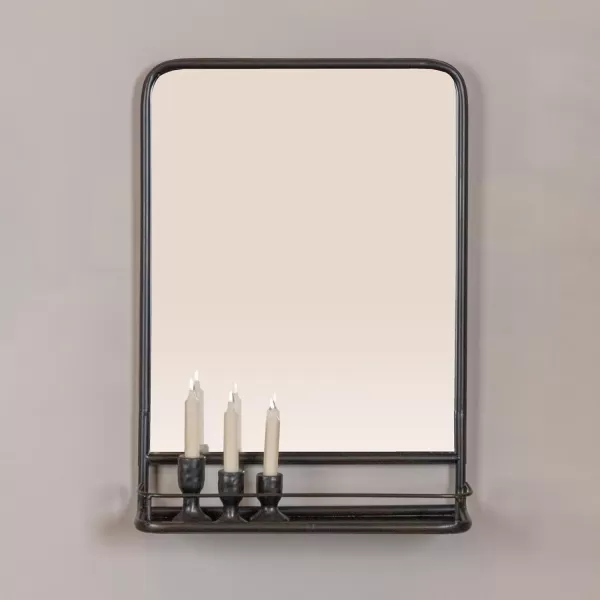 Creative CoOp Metal Framed Wall Mirror with Shelf BrassBlack