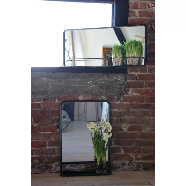 Creative CoOp Metal Framed Wall Mirror with Shelf BrassBlack