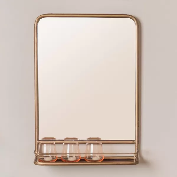 Creative CoOp Metal Framed Wall Mirror with Shelf BrassBrass
