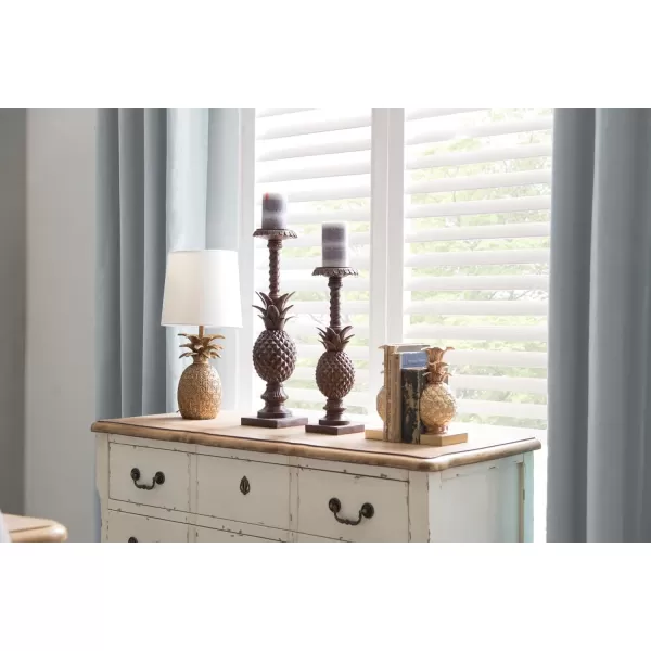 Creative CoOp Pineapple Shaped Table Lamp with Distressed Gold Finish ampamp Linen ShadeGoldWhite