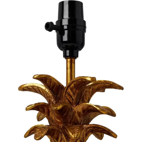Creative CoOp Pineapple Shaped Table Lamp with Distressed Gold Finish ampamp Linen ShadeGoldWhite