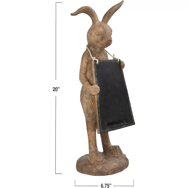 Creative CoOp Rabbit Holding Working Chalkboard Figures and Figurines Brown