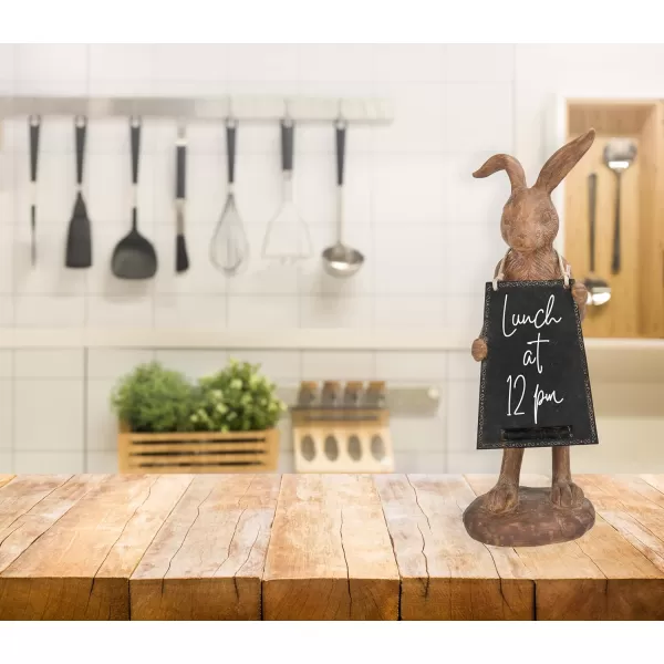 Creative CoOp Rabbit Holding Working Chalkboard Figures and Figurines Brown