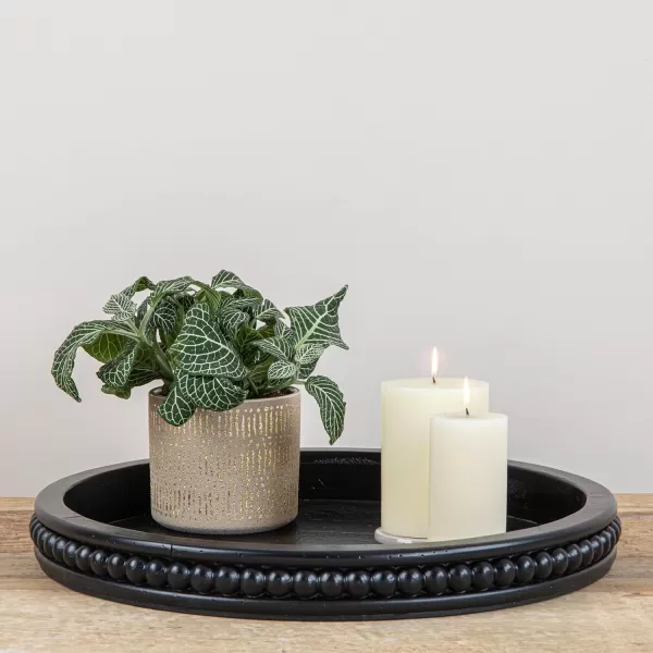 Creative CoOp Round 3Tier Decorative Wood Tray WhiteBlack