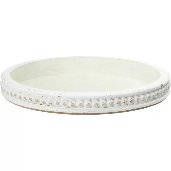 Creative CoOp Round 3Tier Decorative Wood Tray WhiteWhite