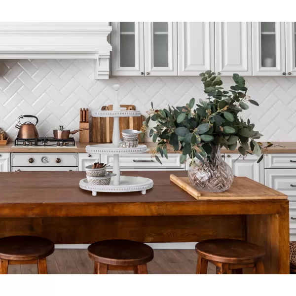 Creative CoOp Round 3Tier Decorative Wood Tray WhiteWhite