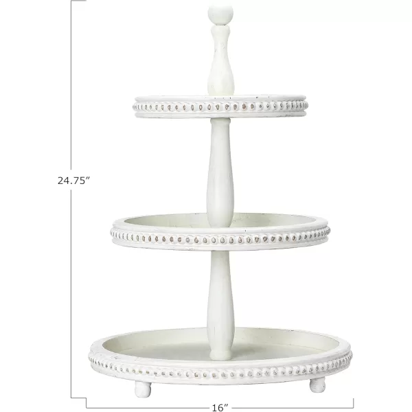 Creative CoOp Round 3Tier Decorative Wood Tray WhiteWhite
