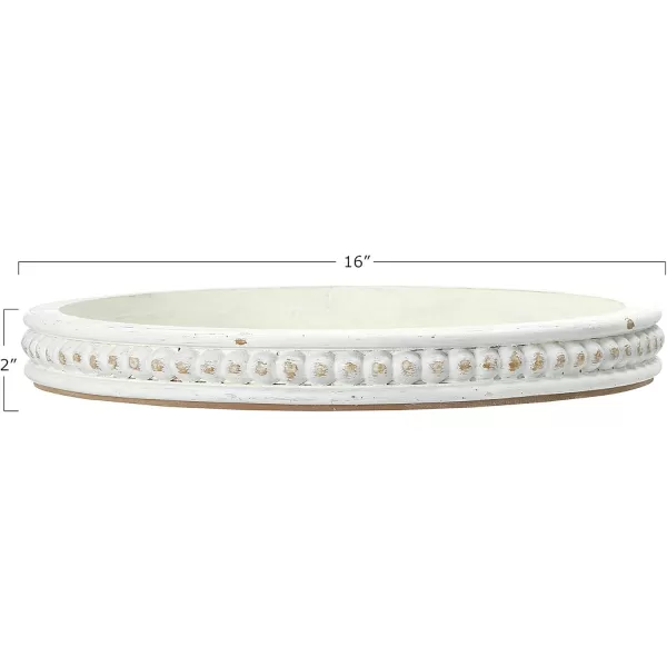 Creative CoOp Round 3Tier Decorative Wood Tray WhiteWhite