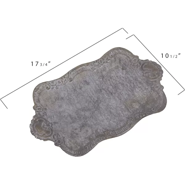 Decorative Metal Tray with Distressed Grey Finish