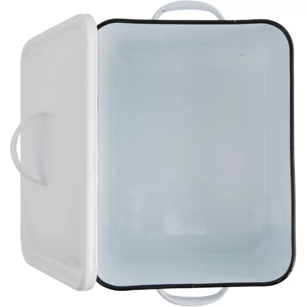 Enameled First Aid Box with Lid ampamp Black Cross on FrontWhite With Black