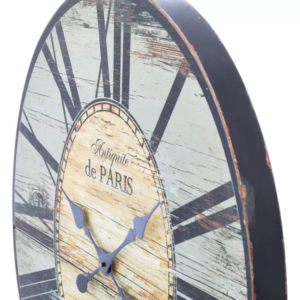 Oval Turquoise Wood Wall ClockGray