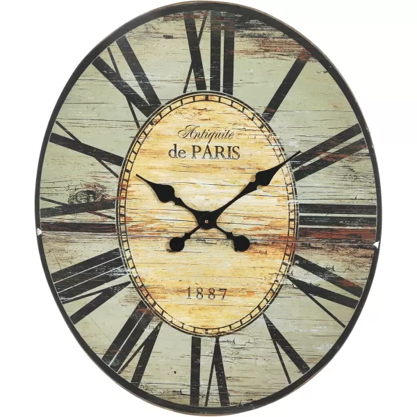 Oval Turquoise Wood Wall ClockGray