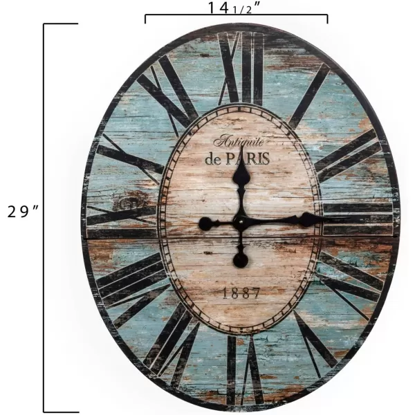 Oval Turquoise Wood Wall ClockTurquoise