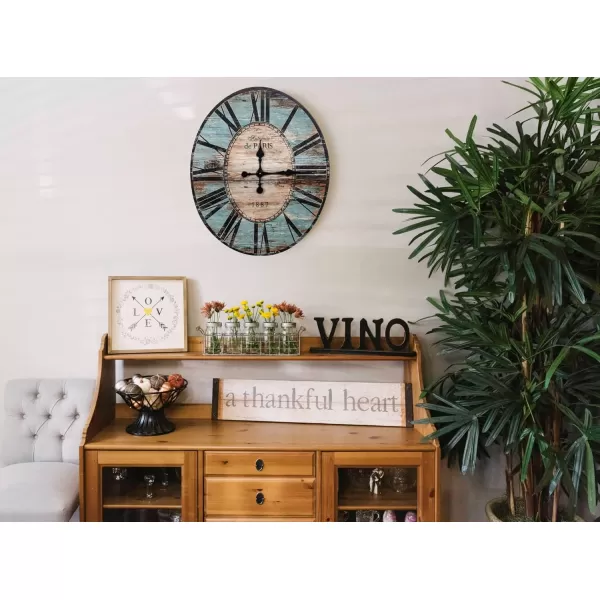 Oval Turquoise Wood Wall ClockTurquoise