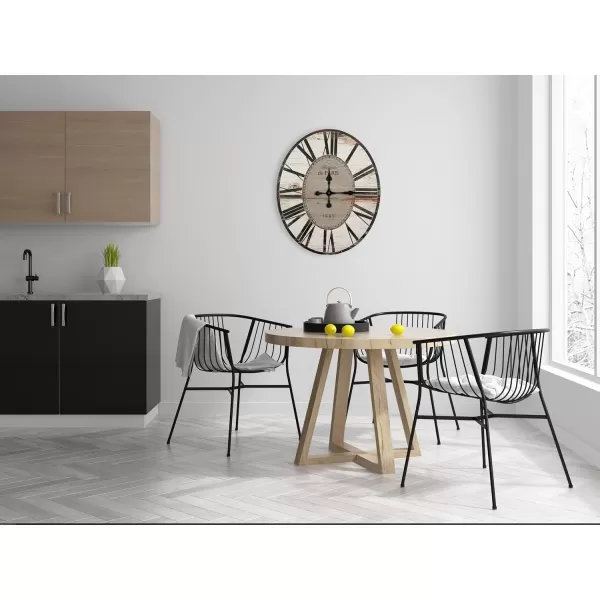 Oval Turquoise Wood Wall ClockWhite