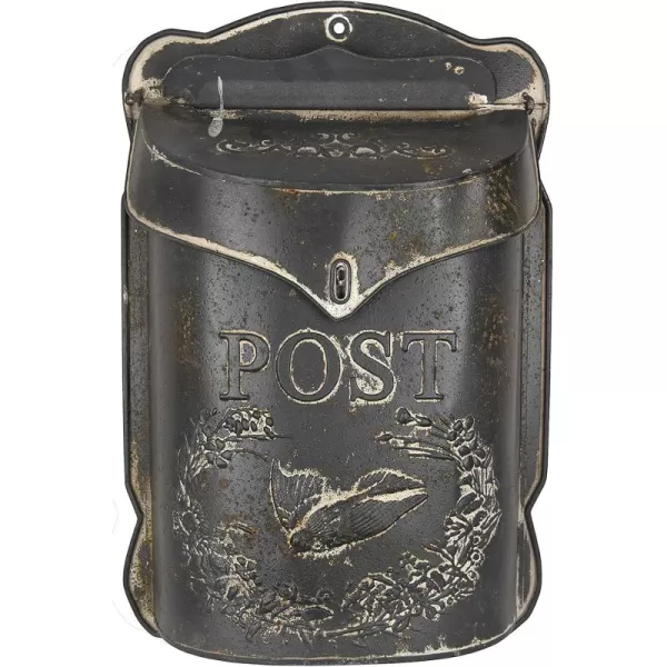 Creative CoOp Aqua Embossed Tin Post Box with Distressed FinishGray