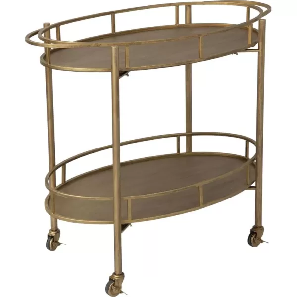 Creative CoOp Gold 2 Tier Metal Bar Cart on Casters
