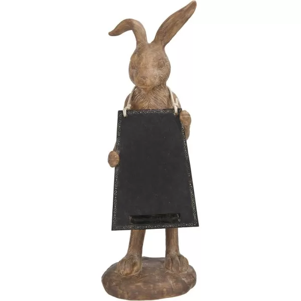 Creative CoOp Rabbit Holding Working Chalkboard Figures and Figurines Brown
