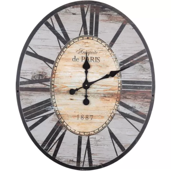 Oval Turquoise Wood Wall ClockGray