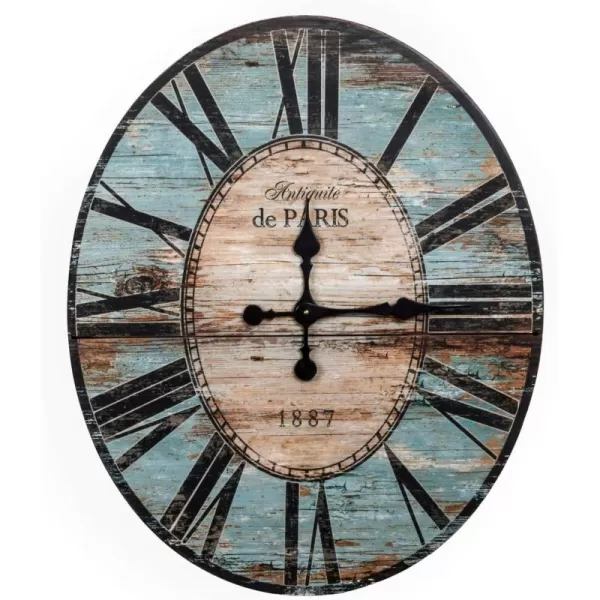 Oval Turquoise Wood Wall ClockTurquoise