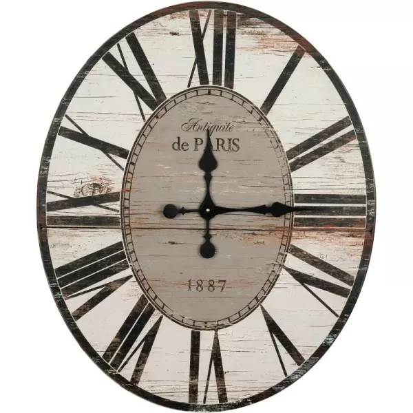 Oval Turquoise Wood Wall ClockWhite
