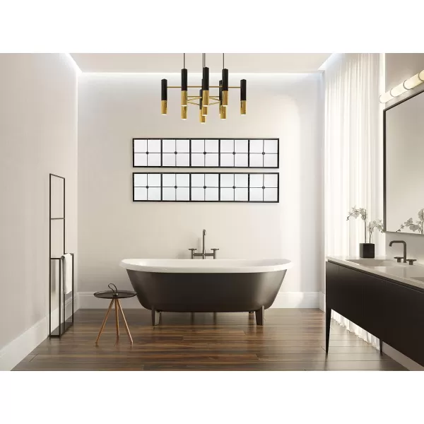 Creative CoOp Divided Rectangle Mirror with Distressed Gold FrameBlack