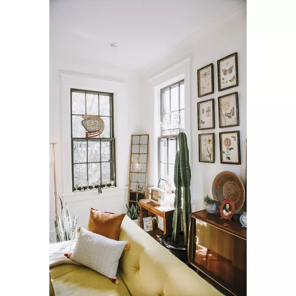 Creative CoOp Divided Rectangle Mirror with Distressed Gold FrameGold