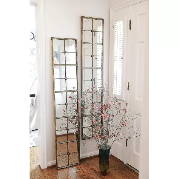 Creative CoOp Divided Rectangle Mirror with Distressed Gold FrameGold