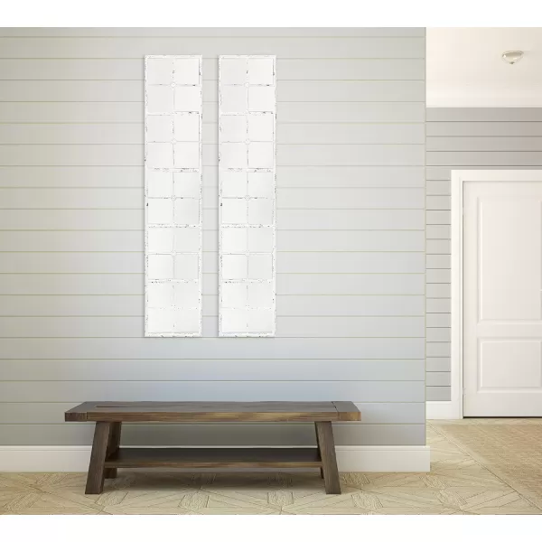 Creative CoOp Divided Rectangle Mirror with Distressed Gold FrameWhite