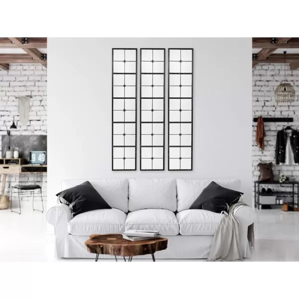 Creative CoOp Divided Rectangle Mirror with Distressed Gold FrameBlack