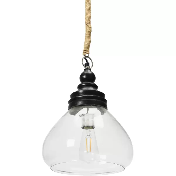 Creative CoOp Glass and Mango Wood Ceiling Pendant LightBlack