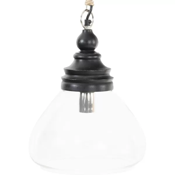 Creative CoOp Glass and Mango Wood Ceiling Pendant LightBlack