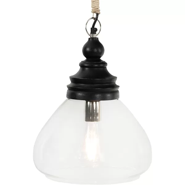 Creative CoOp Glass and Mango Wood Ceiling Pendant LightBlack