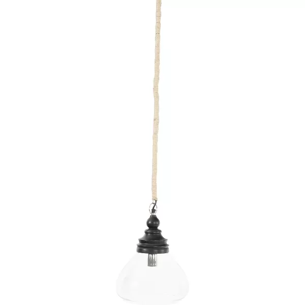 Creative CoOp Glass and Mango Wood Ceiling Pendant LightBlack