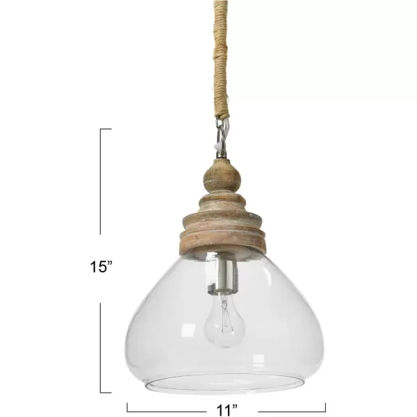 Creative CoOp Glass and Mango Wood Ceiling Pendant LightBrown