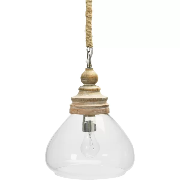 Creative CoOp Glass and Mango Wood Ceiling Pendant LightBrown