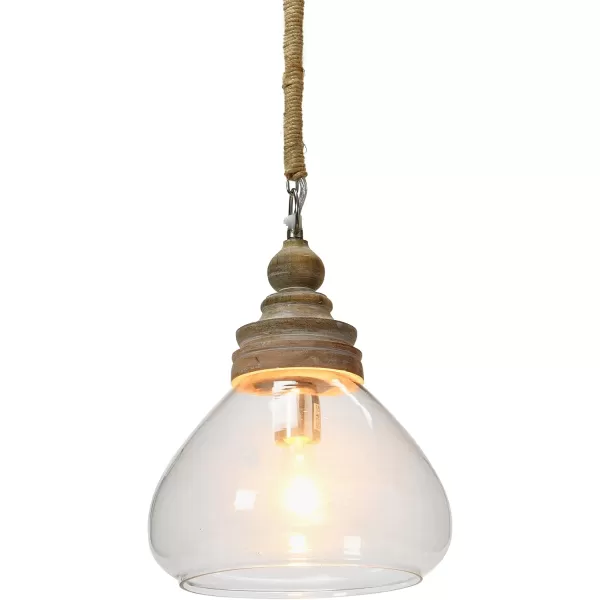 Creative CoOp Glass and Mango Wood Ceiling Pendant LightBrown