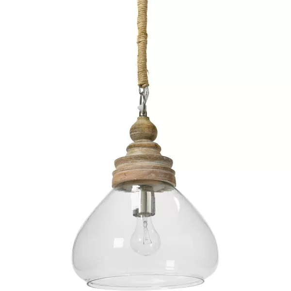 Creative CoOp Glass and Mango Wood Ceiling Pendant LightBrown