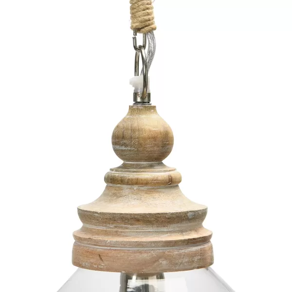 Creative CoOp Glass and Mango Wood Ceiling Pendant LightBrown