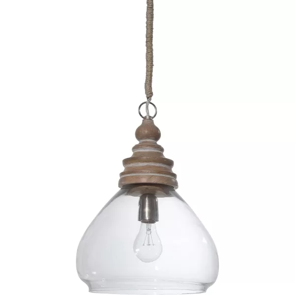 Creative CoOp Glass and Mango Wood Ceiling Pendant LightBrown