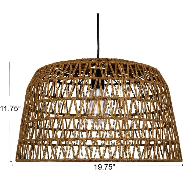 Creative CoOp Open Weave Metal and Paper Rope Ceiling Light Natural and Brushed GoldBrown