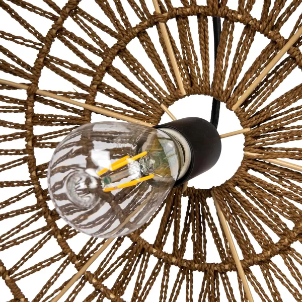 Creative CoOp Open Weave Metal and Paper Rope Ceiling Light Natural and Brushed GoldBrown