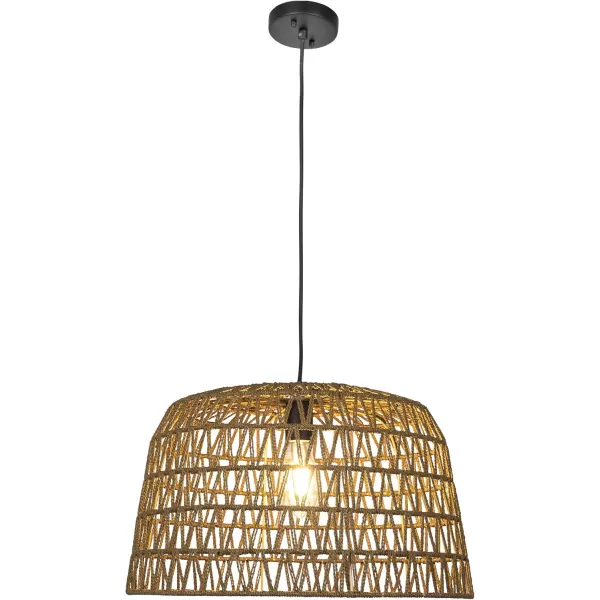 Creative CoOp Open Weave Metal and Paper Rope Ceiling Light Natural and Brushed GoldBrown